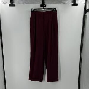 Valentino Women's Vintage 100% Wool Miss V Trouser Pants - Maroon - 44/10